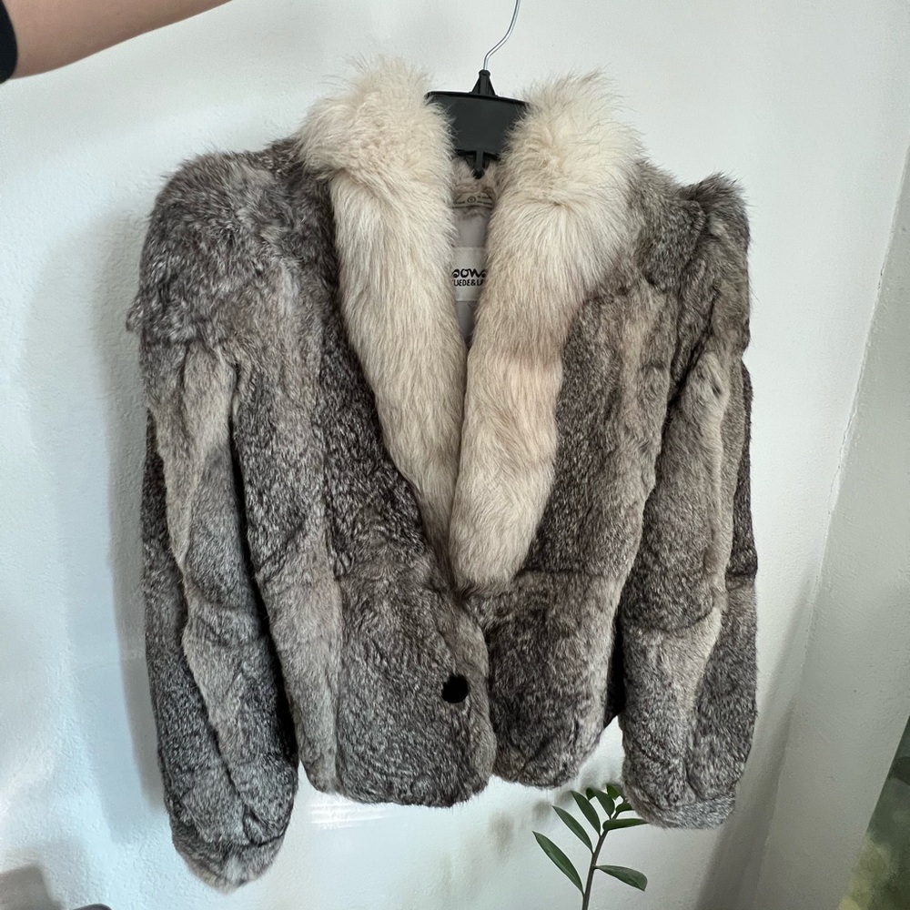SOLD Wilsons Gray and Cream Fur Jacket